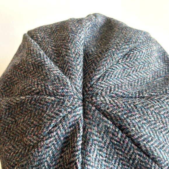 Peter James Blue and Pink Pure Wool Tweed Women's Hat With Flower - Picture 7 of 12